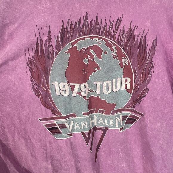 Officially Licensed Van Halen 1979 Tour T-Shirt Pink Acid Wash Large NWOT - Picture 5 of 6